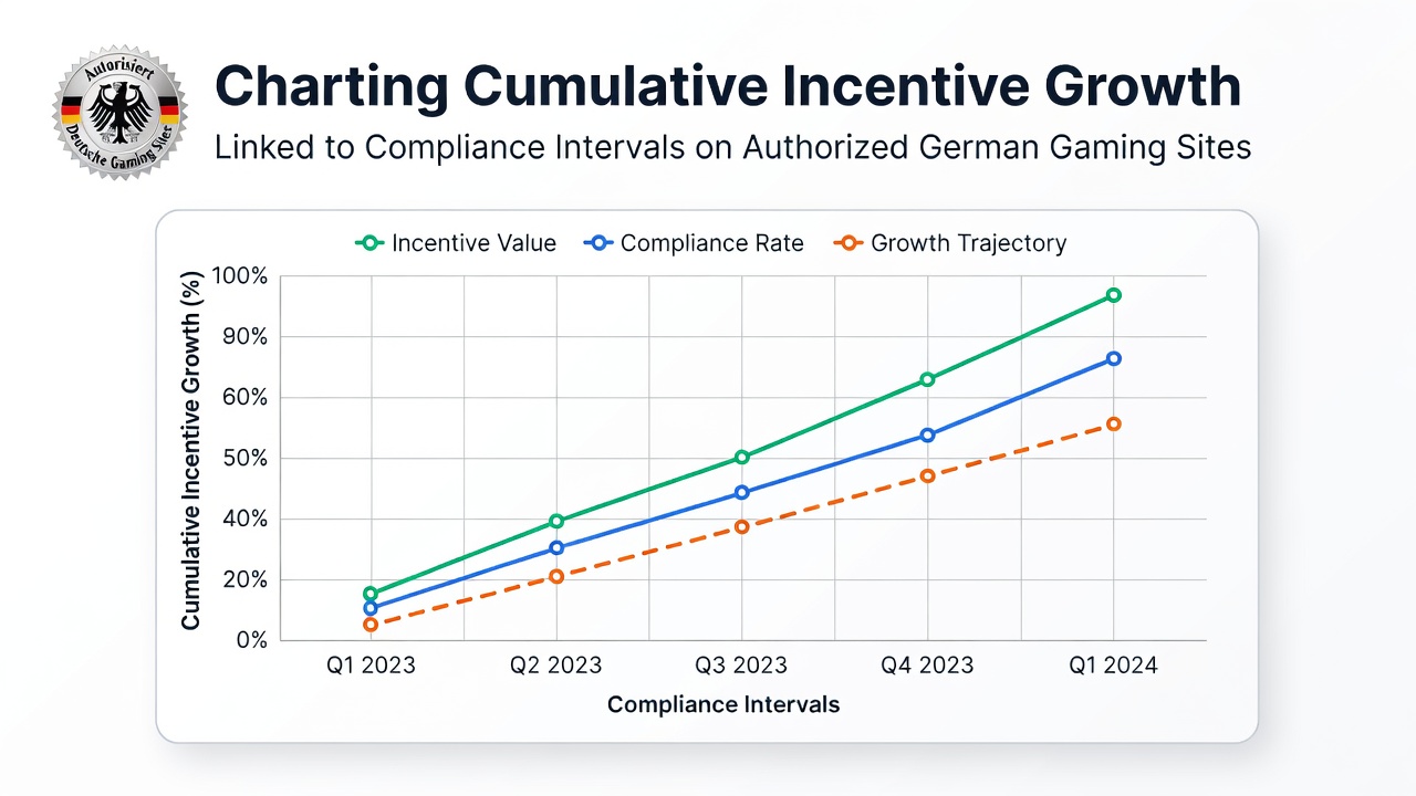 Diagramm zeigt kumulative Incentive-Wachstumskurven in Abhängigkeit von Compliance-Intervallen auf deutschen Gaming-Seiten