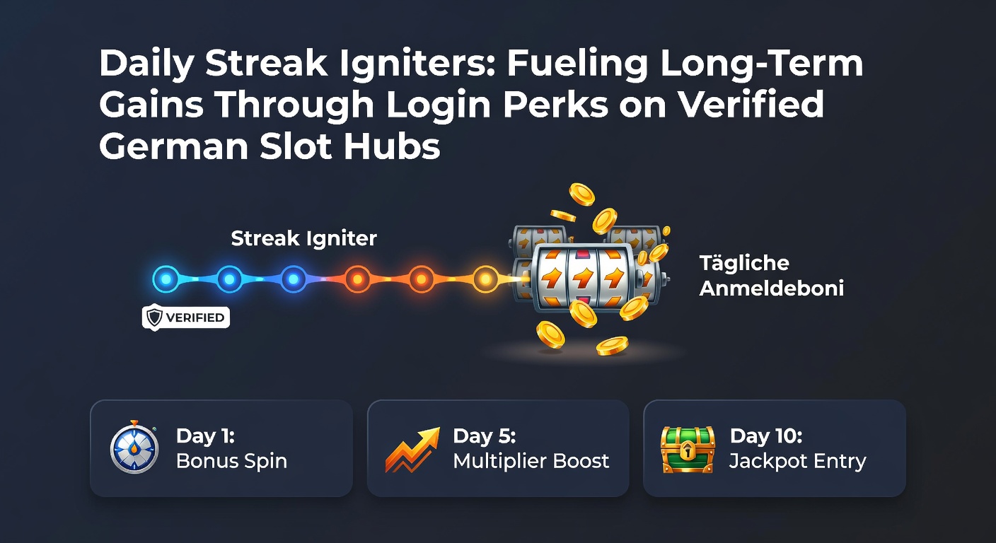 Grafik eines Streak-Counters auf einer Slot-App, der wachsende Belohnungen bei täglichem Login visualisiert