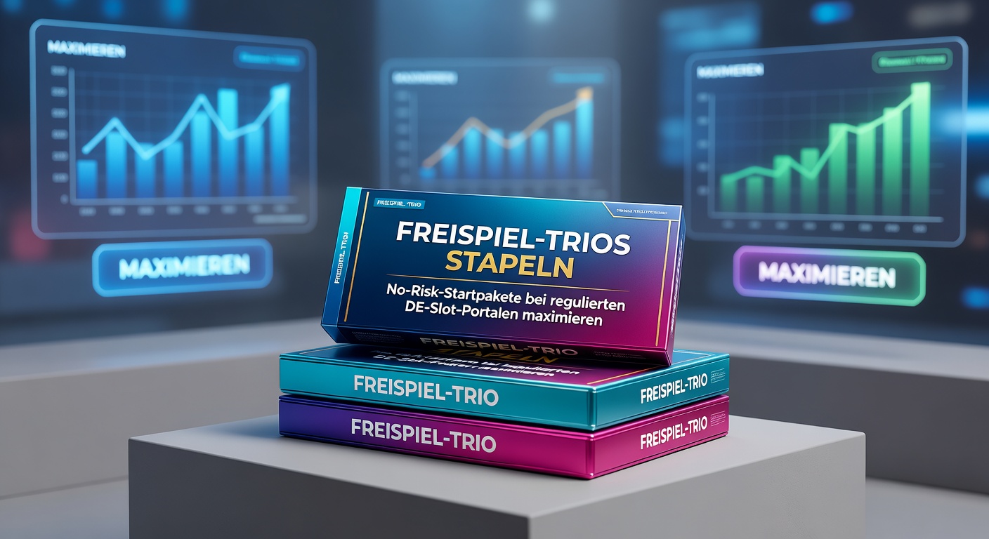 Grafik zeigt gestapelte Freispiel-Trios mit No-Risk-Symbolen auf regulierten Slot-Portalen