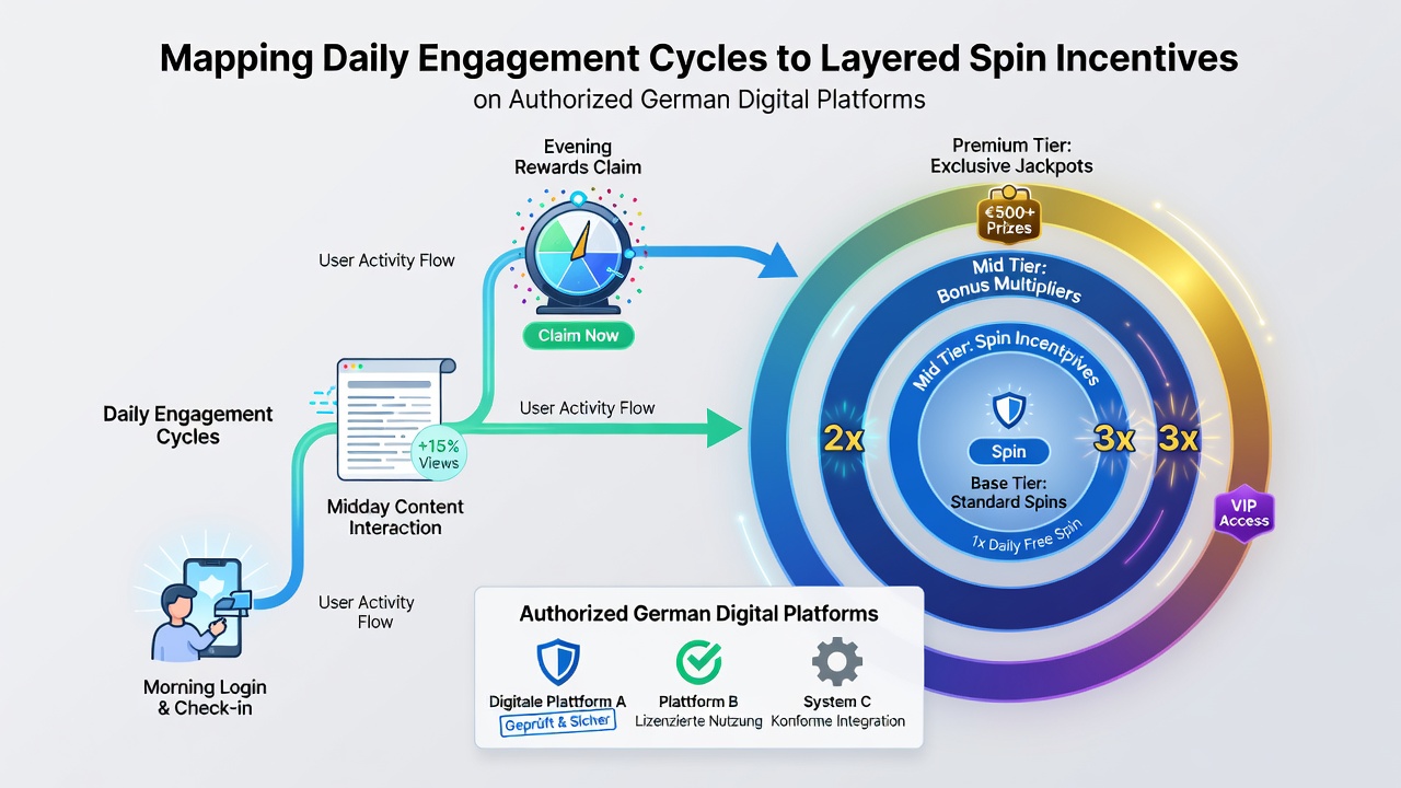 Visualisierung der technischen Integration von Engagement-Daten mit Spin-Belohnungsebenen