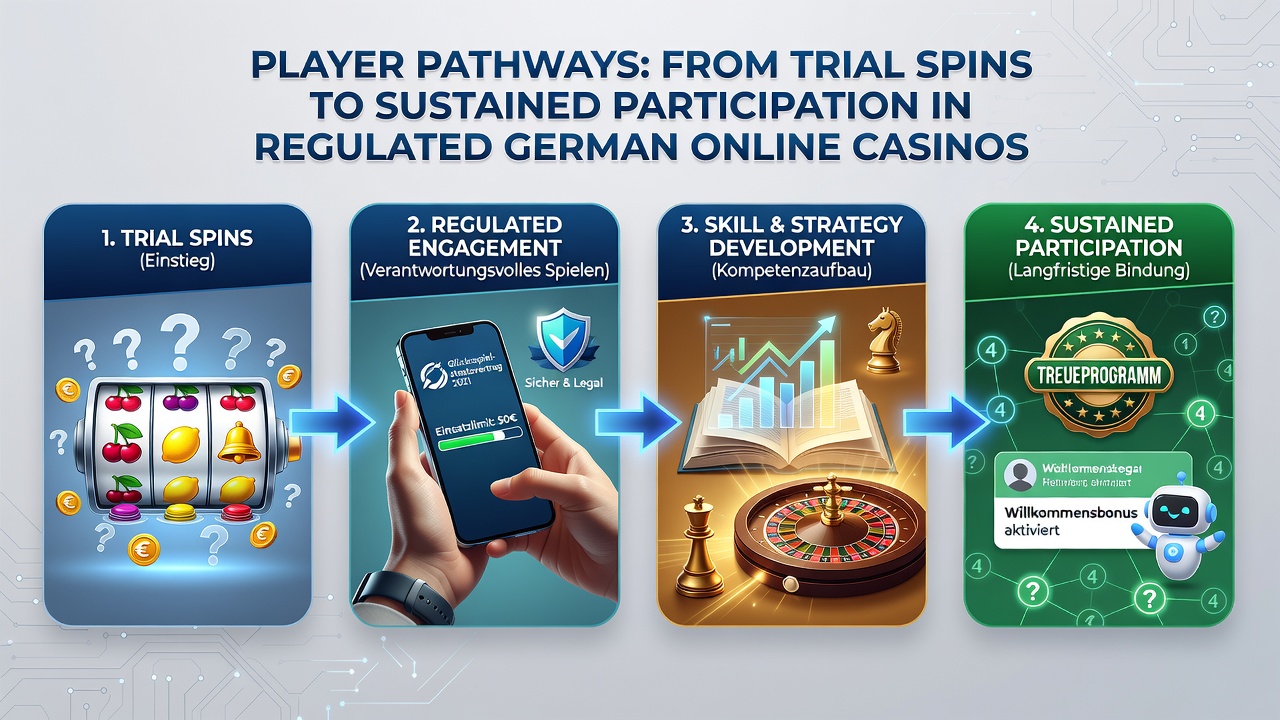 Illustration der Spielerpfade von ersten Trial-Spins zu langfristiger Beteiligung in deutschen Casinos