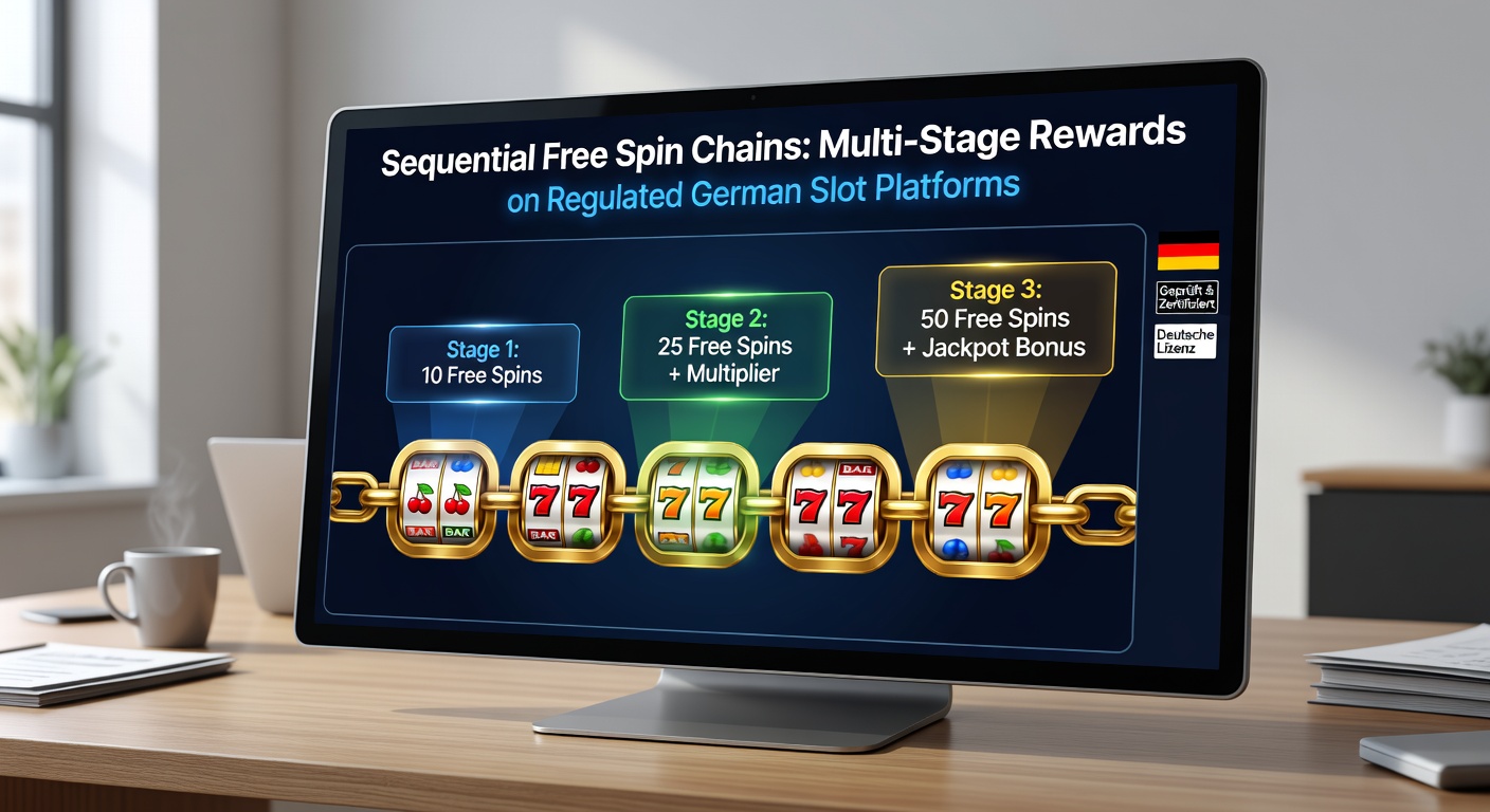 Beispiel für eine aktive sequenzielle Freispiel-Kette mit steigenden Multiplikatoren und Retrigger-Symbolen auf einem deutschen Slot