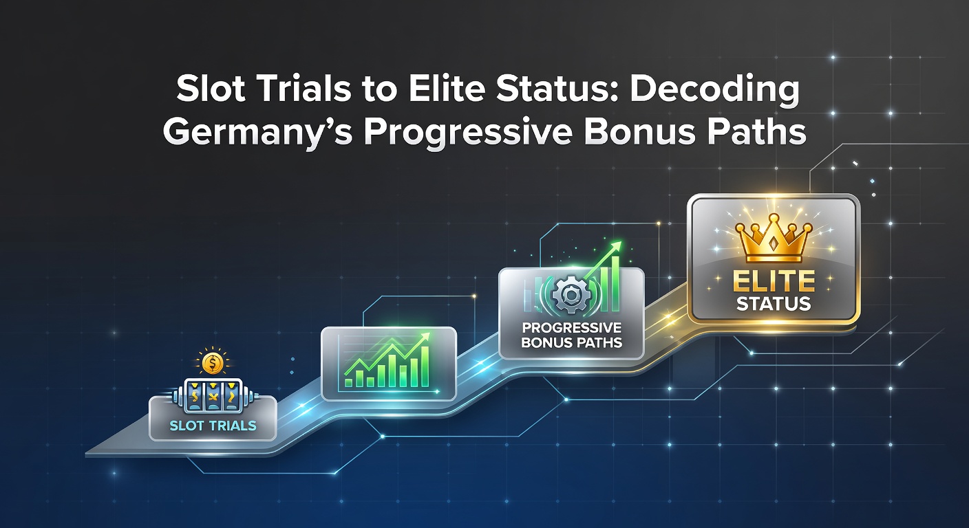 Grafik eines progressiven Bonuspfads mit Slot-Symbolen und Stufenleiter vom Einstieg bis zum VIP-Level in einem deutschen Online-Casino